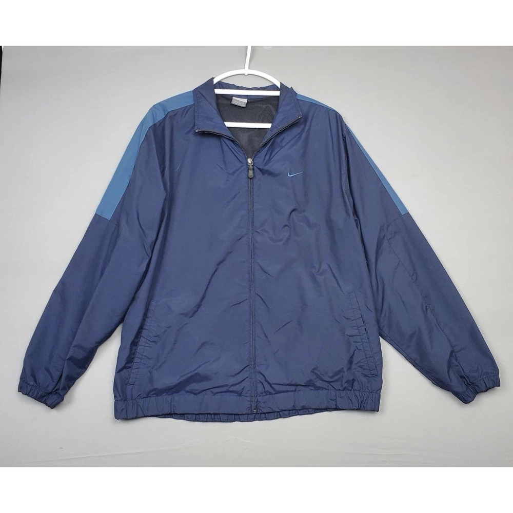 Vintage Nike Track Jacket Mens Large Blue Windbreaker Zip Mesh Retro 90s Y2K